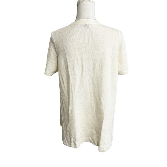 Eileen Fisher Womens Knit Blouse Short Sleeve Cream Size Large Organic Linen - Picture 3 of 6